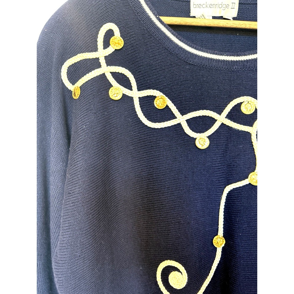 Vintage Preppy Nautical Knit Sweater Womens‎ Size 2X Navy Coastal Yacht Rope NWT - Picture 3 of 13